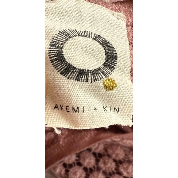 Akemi + Kim Anthropologie Top Womens Small Pink Linen Lace Comfort Long Sleeve - Picture 3 of 9